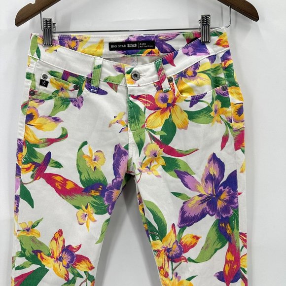 Big Star 1974 Jeans Pants Womens Alex Mid Rise Skinny Floral Multicolor 27R - Picture 3 of 12